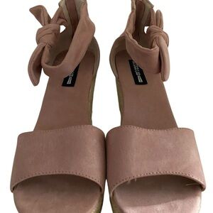 Elegant Pink Suede Heels with Ankle Tie